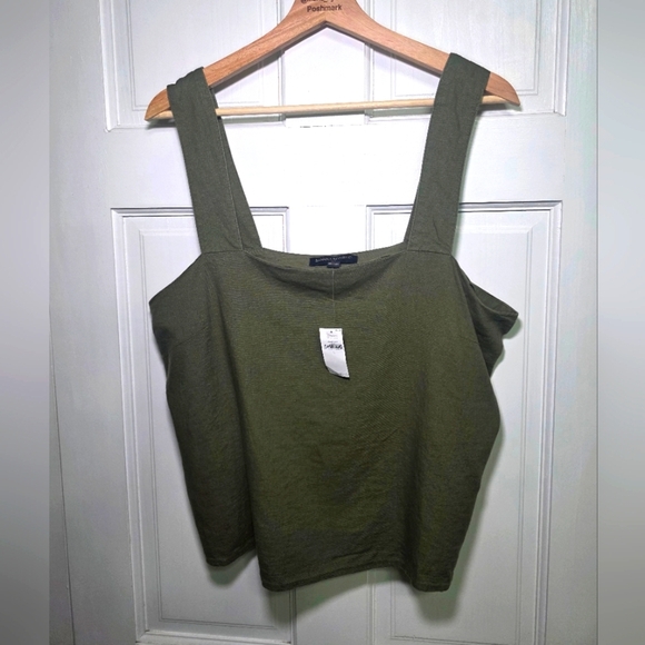 Banana Republic Linen Blend Green Crop Top- Women's Size Lg #866240-00-1 NWT - Picture 1 of 9